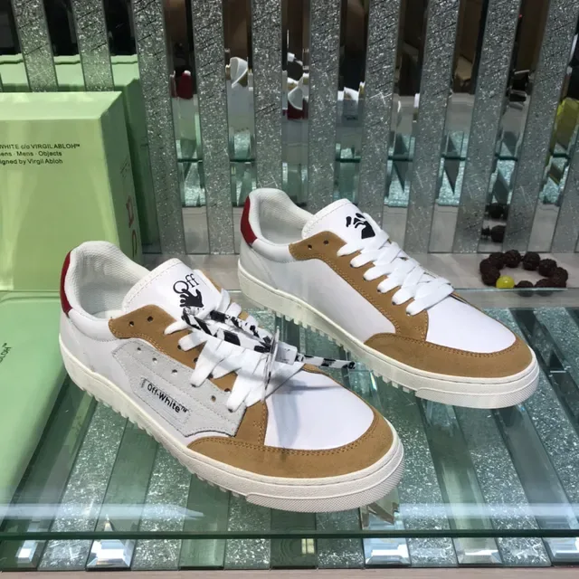 Off-White Brown Industrial Design Mixed-Material Upper Lifestyle Sneakers 7