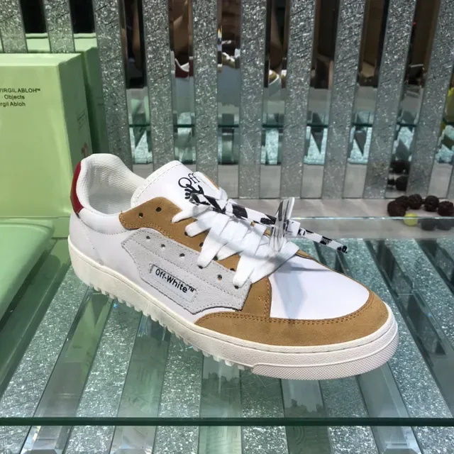 Off-White Brown Industrial Design Mixed-Material Upper Lifestyle Sneakers 8