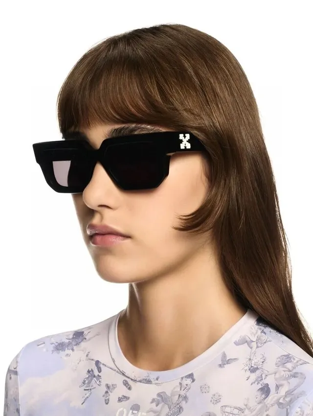 Off-White OER1146 Gafas de sol geométricas rectangulares con recortes en el puente 3