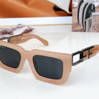 Off-White Rectangular Translucent Beige Sunglasses