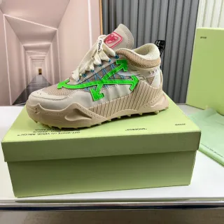 Off-White Runner Beige Green Oversized Arrow Motif Ridged Sculpted Midsole Chunky Sneakers