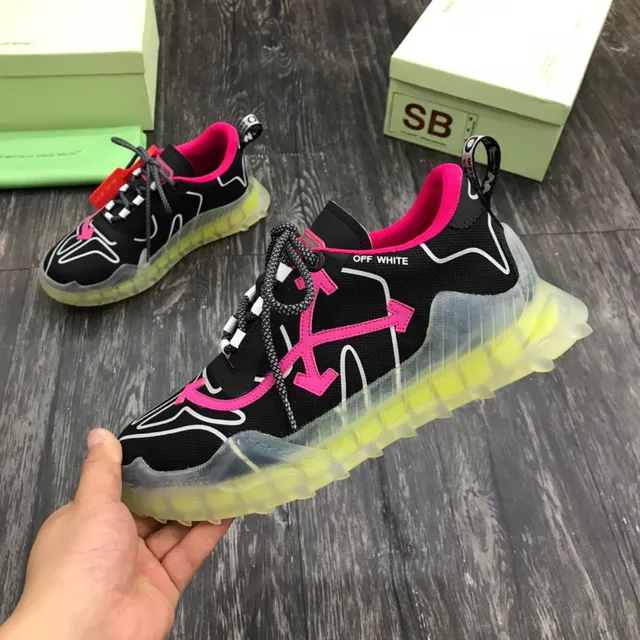 Off-White Runner কালো গোলাপি নিওন হলুদ চাঙ্কি স্নিকার্স 4