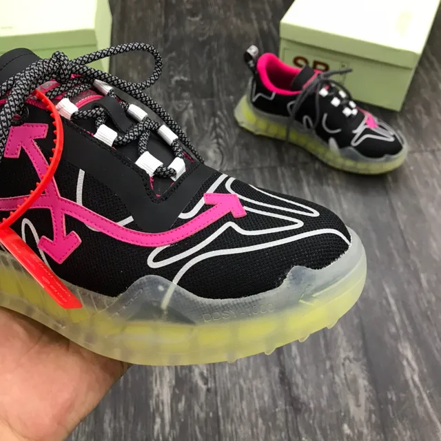 Off-White Runner কালো গোলাপি নিওন হলুদ চাঙ্কি স্নিকার্স 5