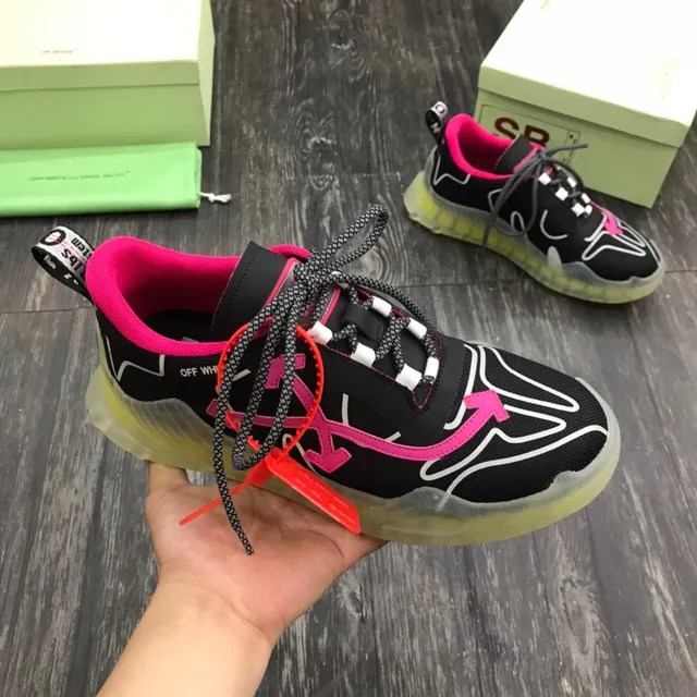 Off-White Runner কালো গোলাপি নিওন হলুদ চাঙ্কি স্নিকার্স 6