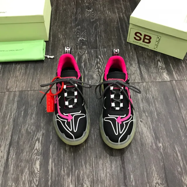 Off-White Runner কালো গোলাপি নিওন হলুদ চাঙ্কি স্নিকার্স 7