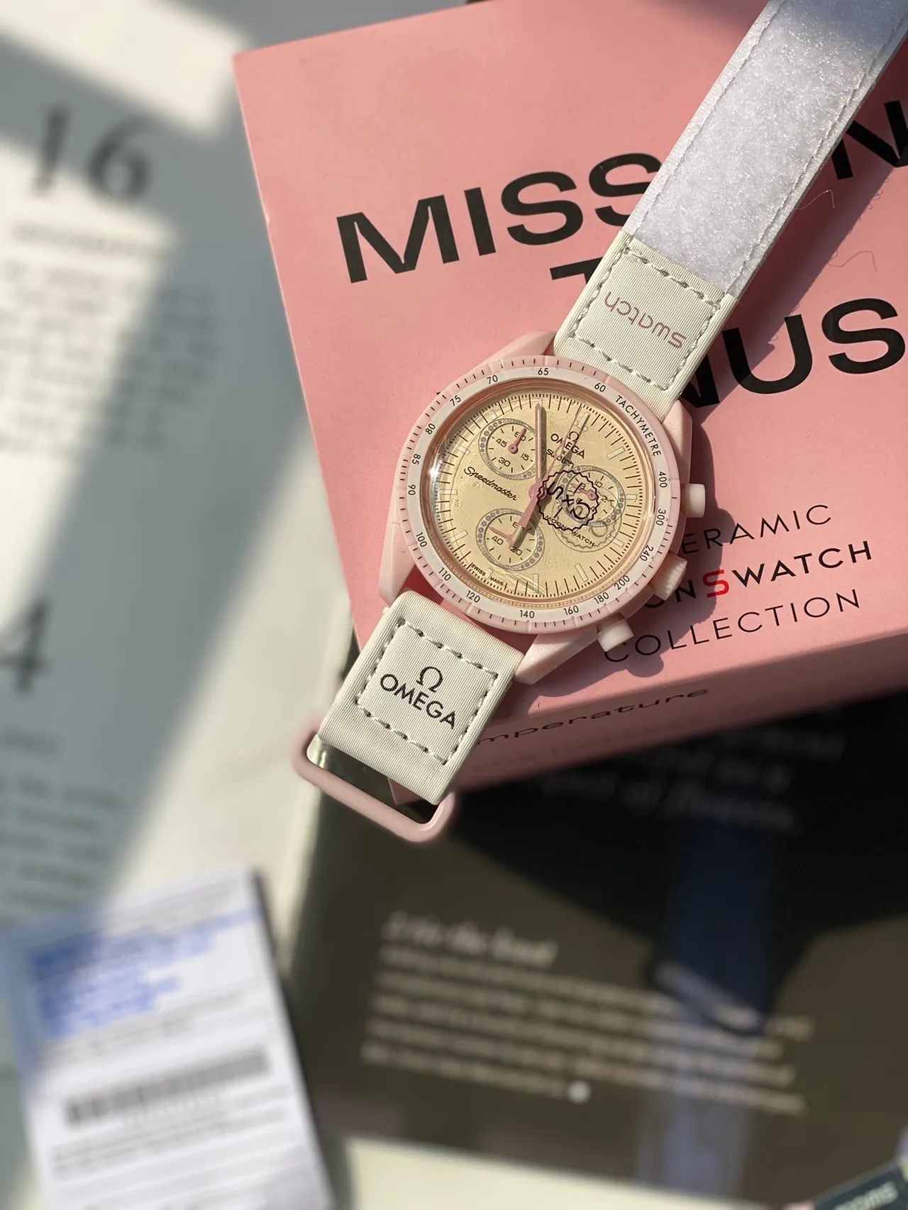 Omega Speedmaster Moon Watch Swatch Pink Ceramic Mechanical Watch 6