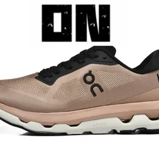 On Beige Black Engineered Mesh Upper Sculpted Cloud-Pod Midsole Running Shoes