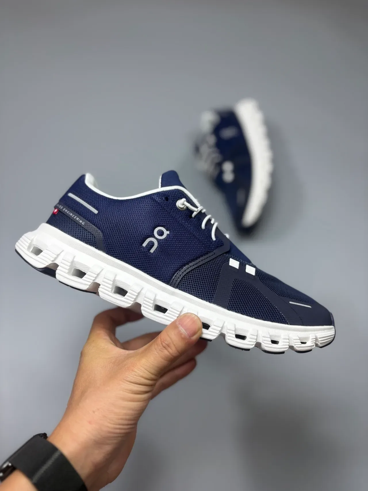 On Cloud Azul Marino Malla Estilo de Vida Zapatillas 5