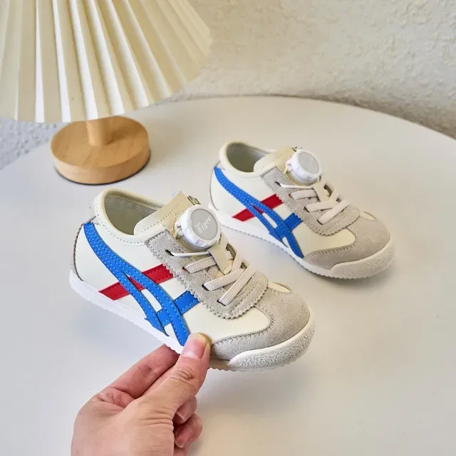 Onitsuka Tiger Chaussures lifestyle blanches et navy low-top runner en daim et maille 14