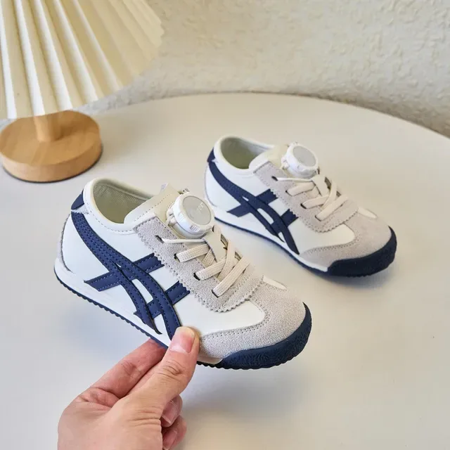 Onitsuka Tiger Chaussures lifestyle blanches et navy low-top runner en daim et maille 20
