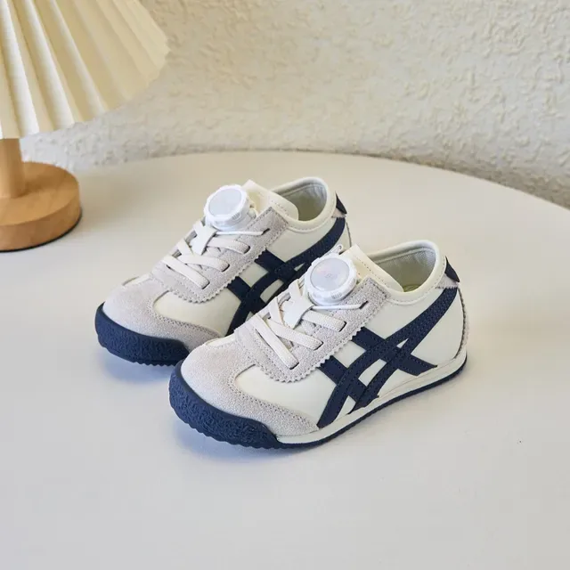 Onitsuka Tiger Chaussures lifestyle blanches et navy low-top runner en daim et maille 22