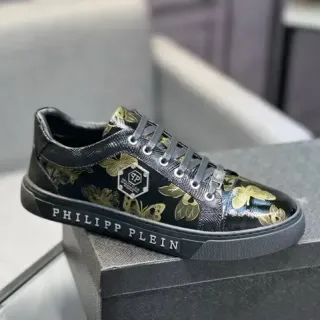 Philipp Plein काली और गोल्ड फ्लोरल प्रिंट वाली लाइफस्टाइल स्नीकर