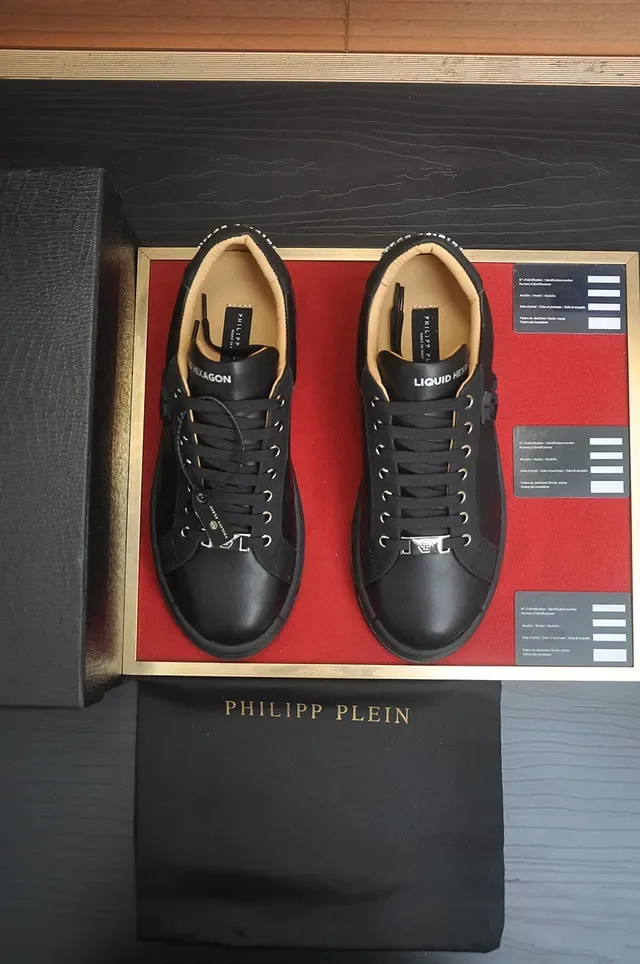 Philipp Plein काला चमड़ा हेक्सागोनल लोगो प्लेटफॉर्म लाइफस्टाइल स्नीकर 3