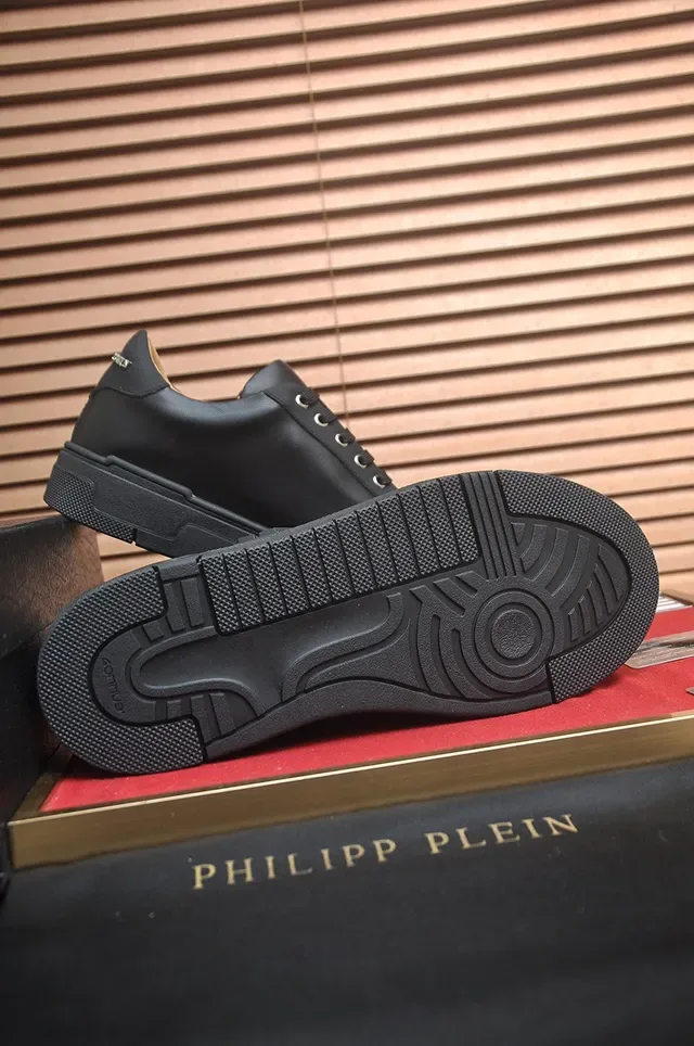 Philipp Plein काला चमड़ा हेक्सागोनल लोगो प्लेटफॉर्म लाइफस्टाइल स्नीकर 7