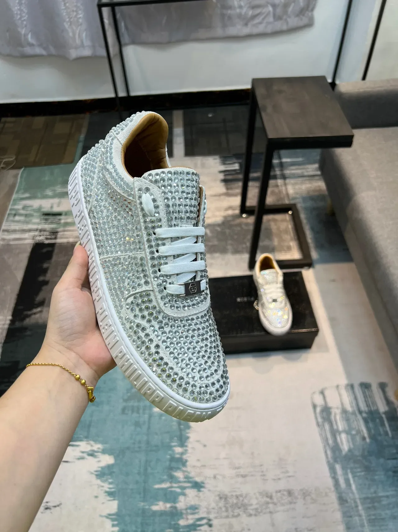 Philipp Plein ক্রিস্টাল-এম্বেলিশড সাদা লাইফস্টাইল স্নিকার্স 5
