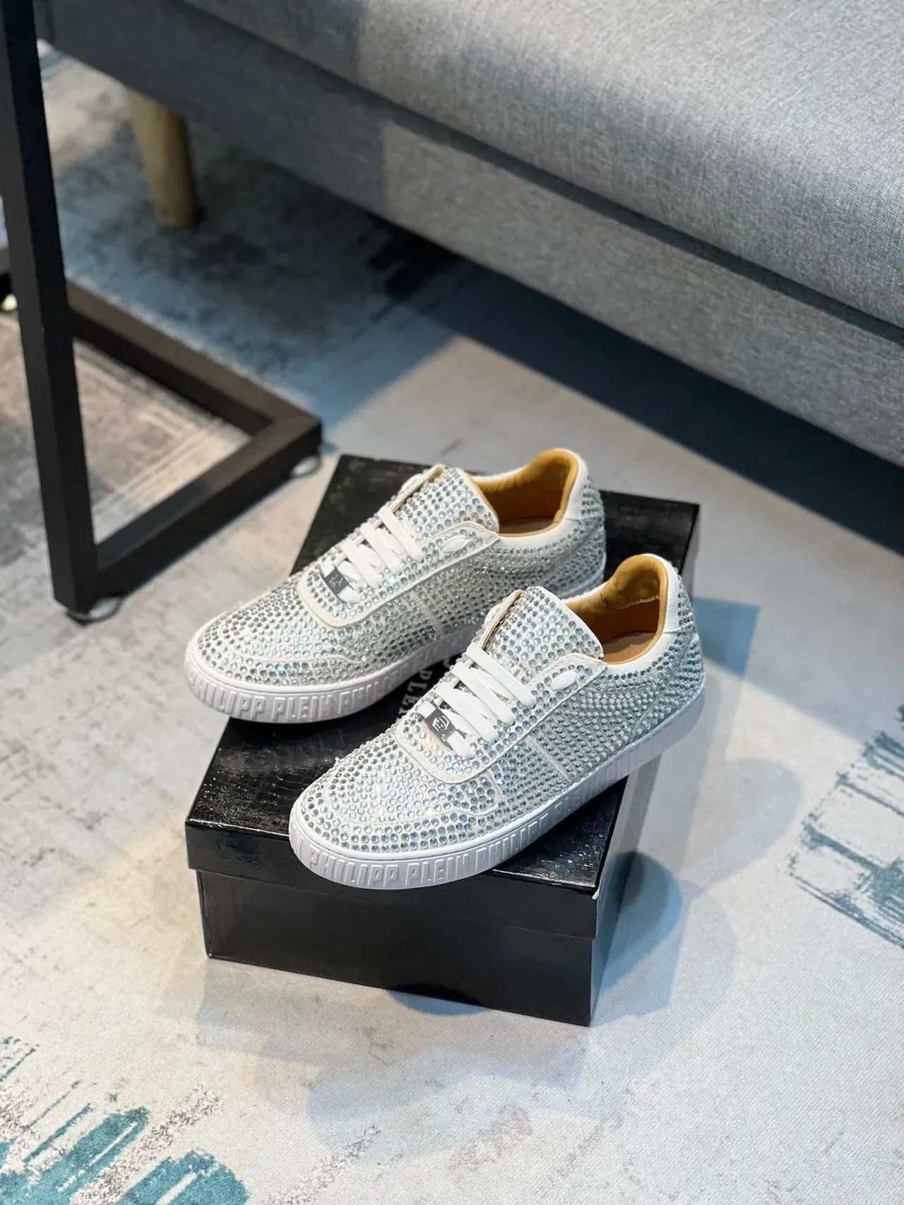 Philipp Plein ক্রিস্টাল-এম্বেলিশড সাদা লাইফস্টাইল স্নিকার্স 7