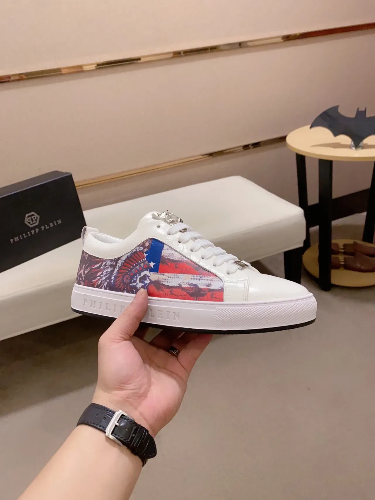 Philipp Plein Graphic Side Panel White Lifestyle Sneakers 6