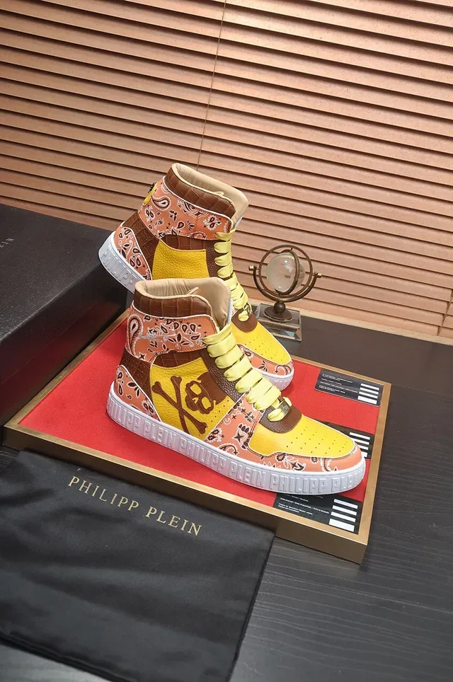 Philipp Plein Sneakers montantes à motif de bandana et crâne 6