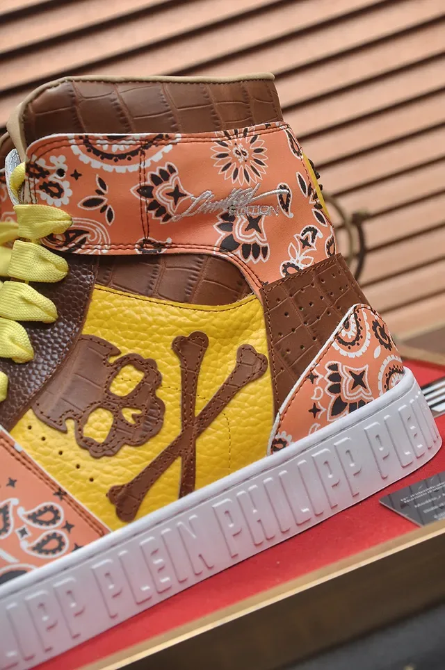 Philipp Plein Sneakers montantes à motif de bandana et crâne 9