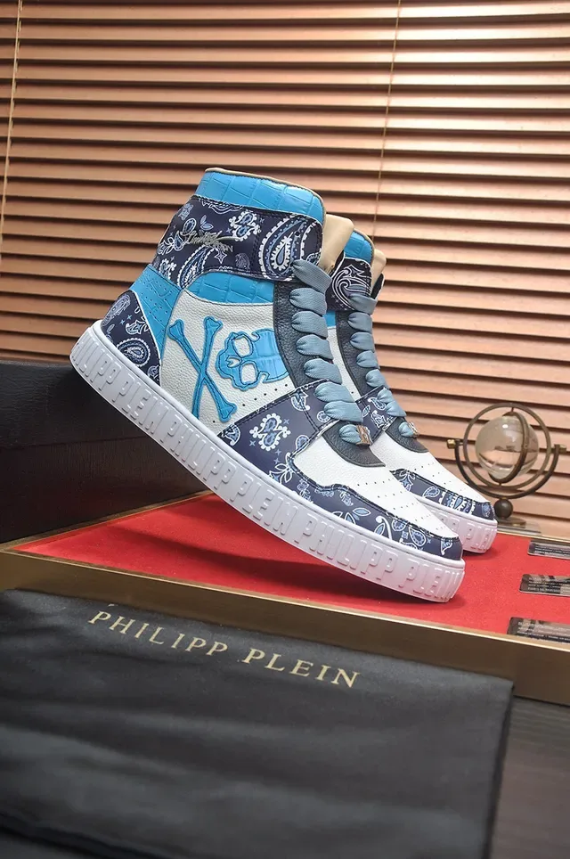 Philipp Plein 高帮骷髅拼布生活方式运动鞋 4