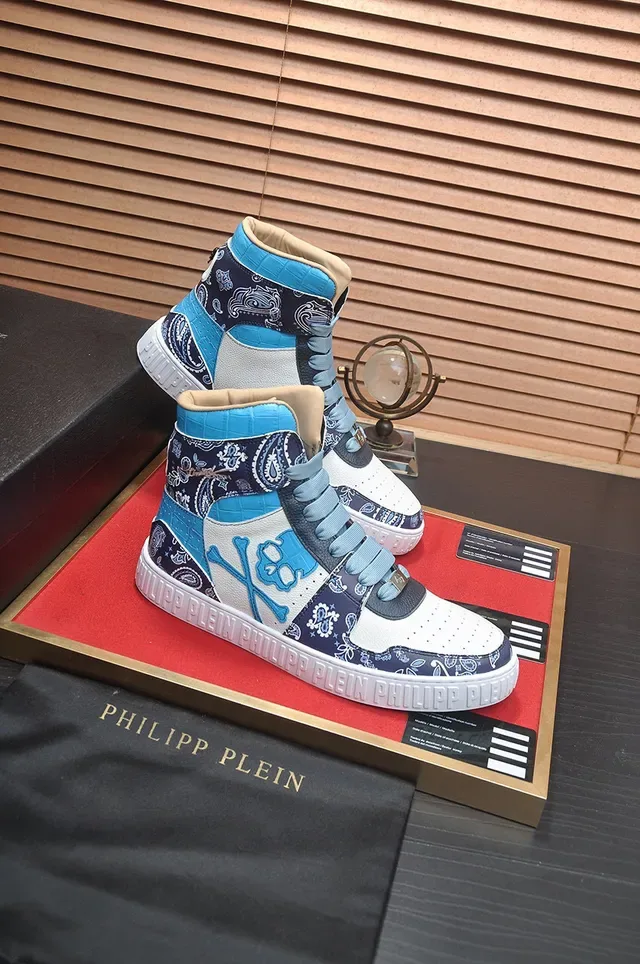 Philipp Plein 高帮骷髅拼布生活方式运动鞋 6