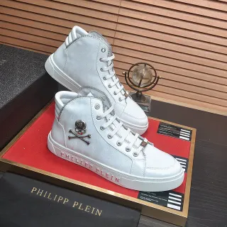 Philipp Plein High-Top Skull Emblem White Lifestyle Sneakers
