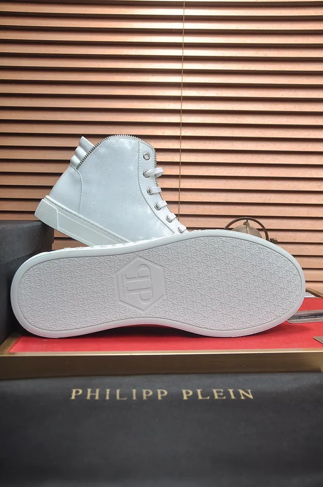 Philipp Plein أحذية رياضية عالية شارة جمجمة أبيض أسلوب حياة 7