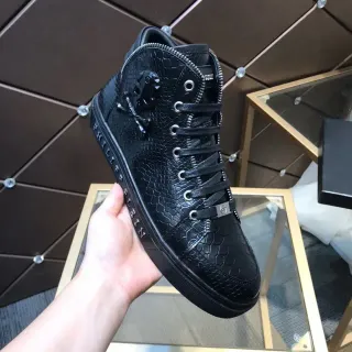 Philipp Plein High Top Snake-Embossed Black Lifestyle Sneakers