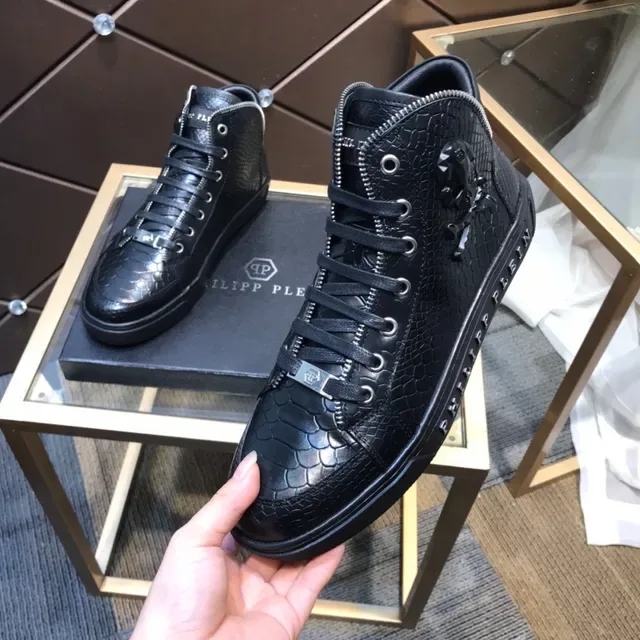 Philipp Plein 蛇纹压花黑色高帮生活方式运动鞋 2