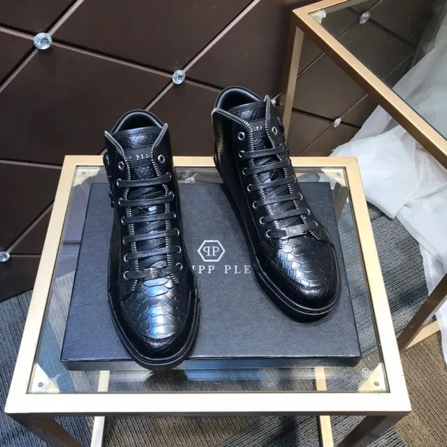 Philipp Plein 蛇纹压花黑色高帮生活方式运动鞋 7