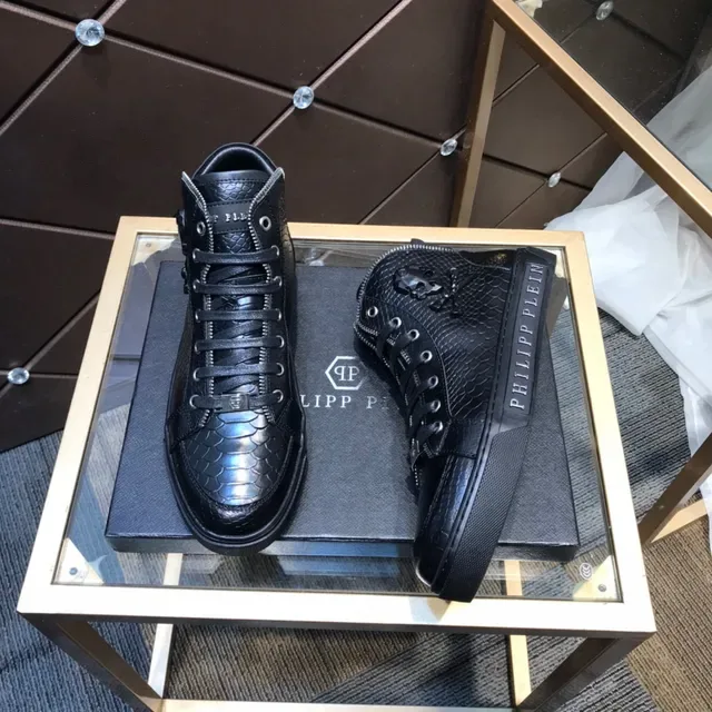 Philipp Plein 蛇纹压花黑色高帮生活方式运动鞋 8