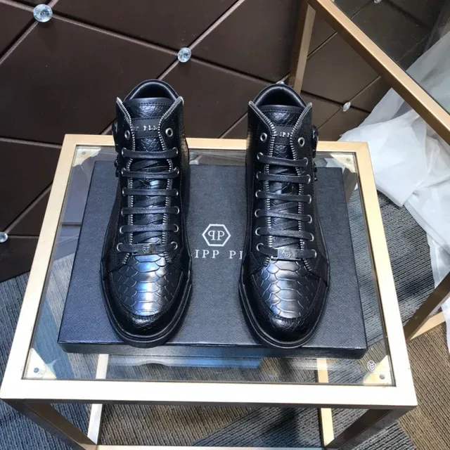 Philipp Plein 蛇纹压花黑色高帮生活方式运动鞋 9