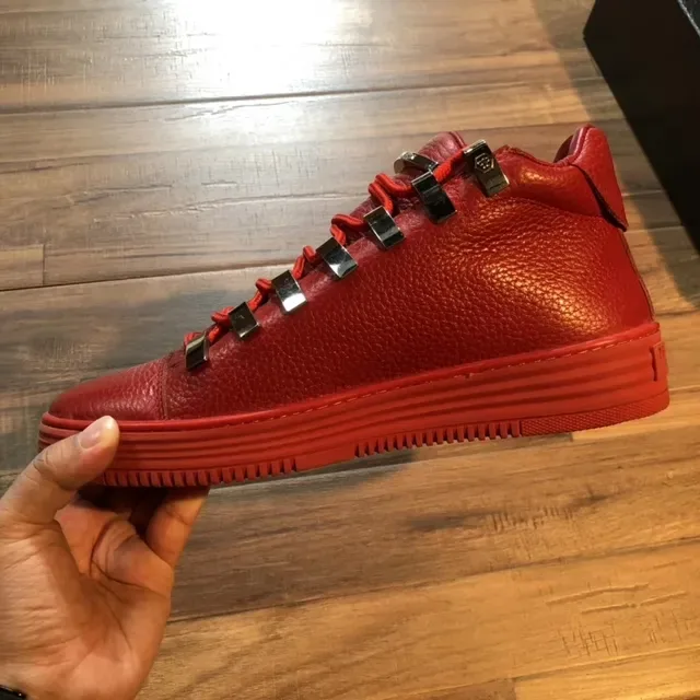 Philipp Plein Rojo Plata Cuero Hardware de Metal Ojal Zapatillas Lifestyle 5