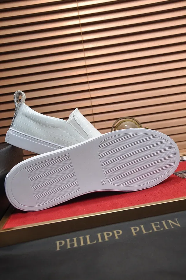 Philipp Plein Slip-On Croc-Embossed White Lifestyle Sneakers 3