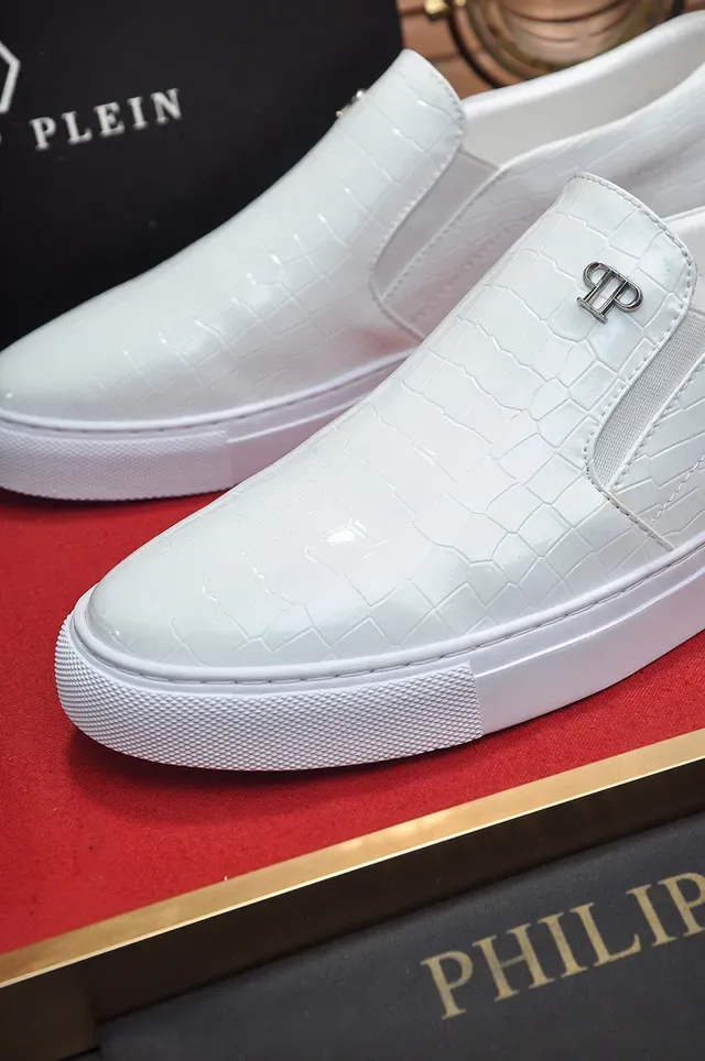 Philipp Plein Slip-On Croc-Embossed White Lifestyle Sneakers 4