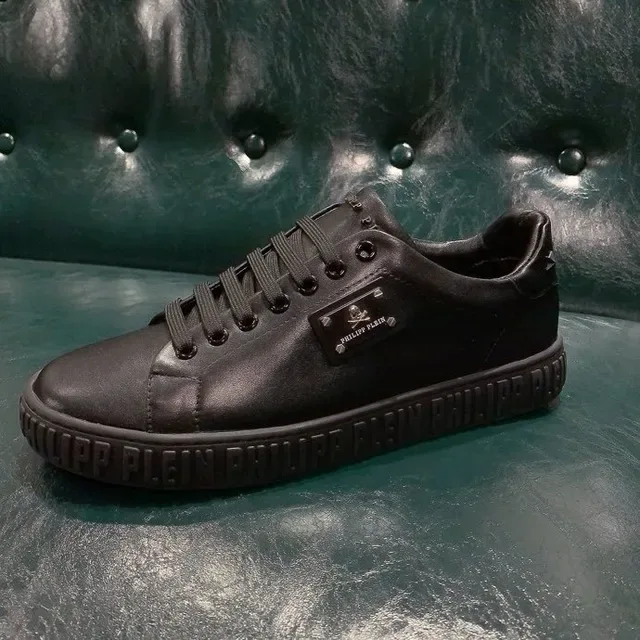 Philipp Plein Sport Black Leather Embossed Outsole Branding Lifestyle Sneakers 2