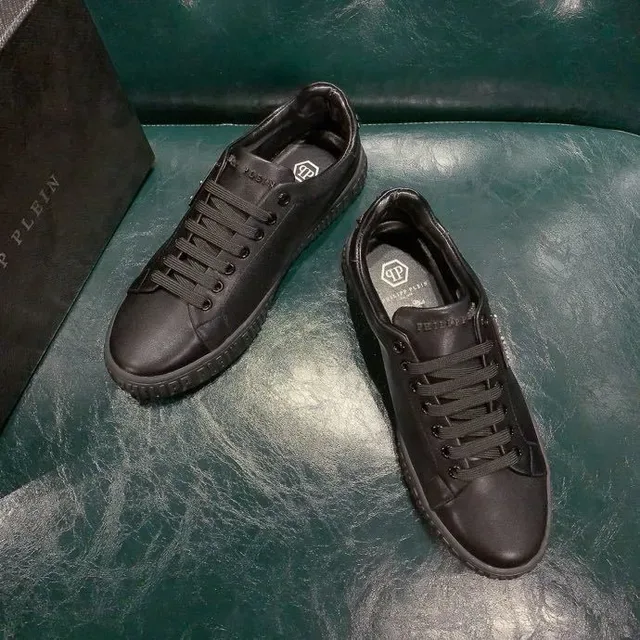 Philipp Plein Sport Black Leather Embossed Outsole Branding Lifestyle Sneakers 3