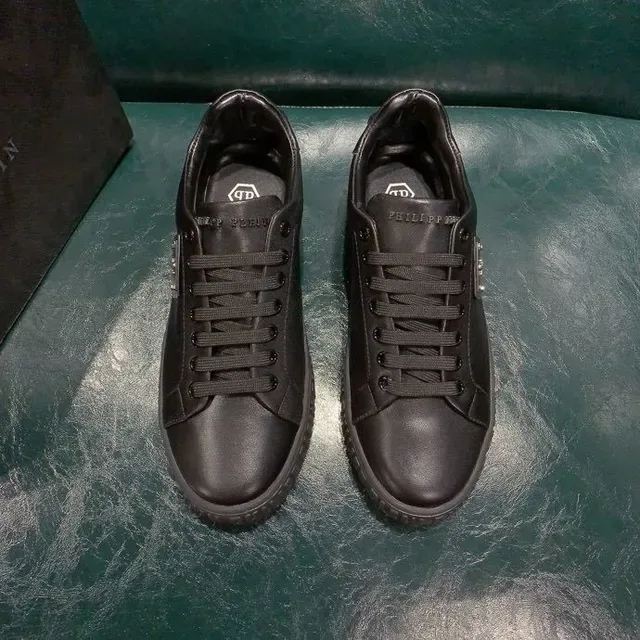 Philipp Plein Sport Black Leather Embossed Outsole Branding Lifestyle Sneakers 5