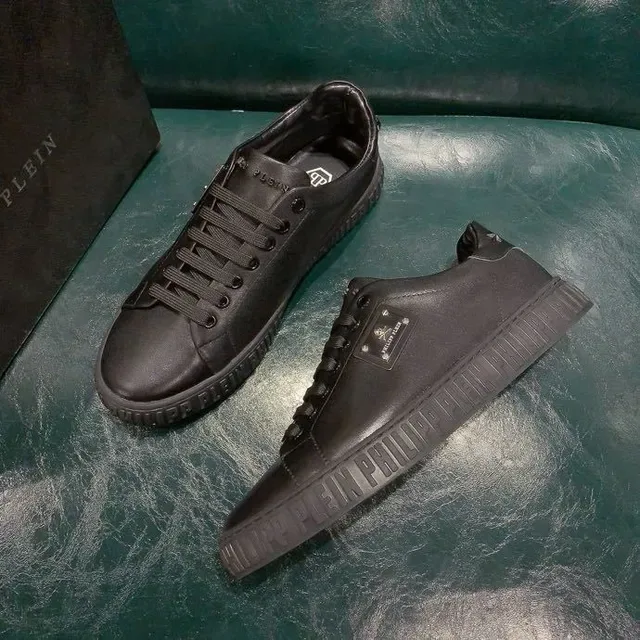 Philipp Plein Sport Black Leather Embossed Outsole Branding Lifestyle Sneakers 7