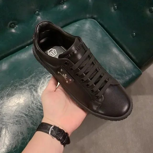 Philipp Plein Sport Black Leather Embossed Outsole Branding Lifestyle Sneakers 9