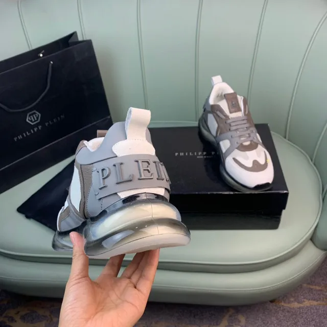 Philipp Plein White Beige Chunky Sole Mesh And Leather Paneling Sneakers 3