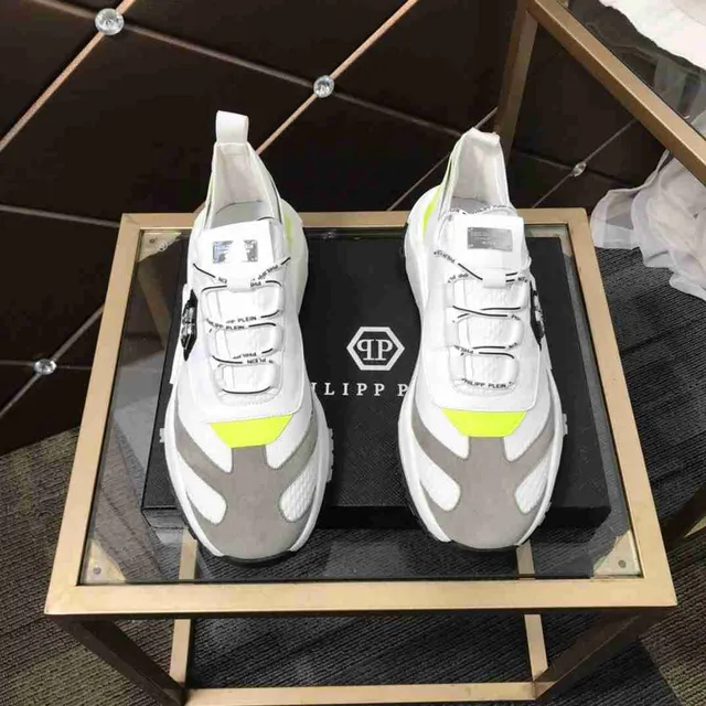 Philipp Plein सफेद पीला बिना लेस स्ट्रैप बंदी प्लेटफॉर्म सोल चंकी स्नीकर 4