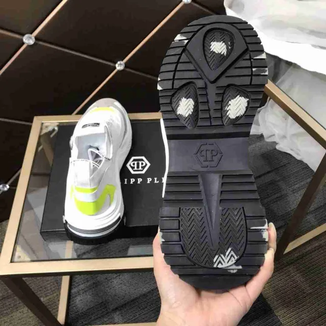 Philipp Plein सफेद पीला बिना लेस स्ट्रैप बंदी प्लेटफॉर्म सोल चंकी स्नीकर 7