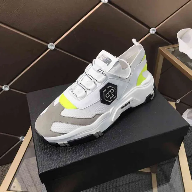 Philipp Plein सफेद पीला बिना लेस स्ट्रैप बंदी प्लेटफॉर्म सोल चंकी स्नीकर 10