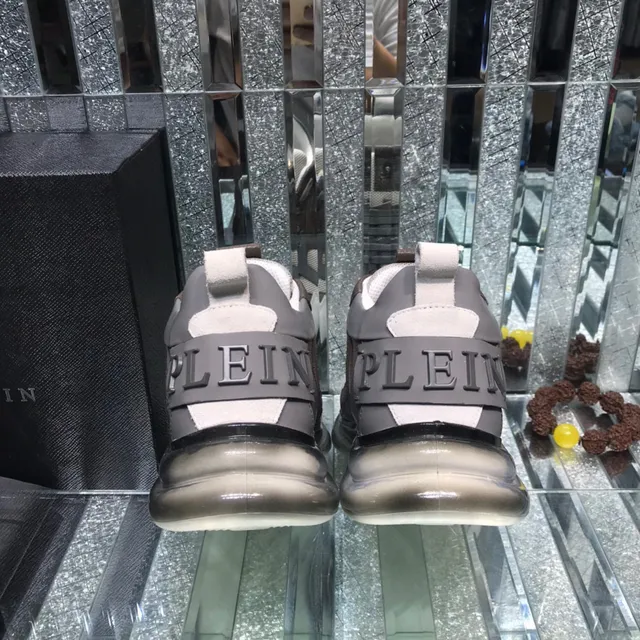 Philipp Plein XX Brown White Mixed-Material Upper Hexagonal Logo Patch Chunky Sneakers 4