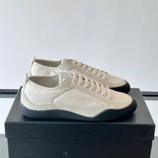 Prada Beige Black Low-Top Mixed-Material Upper Lifestyle Sneakers