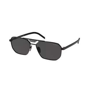 Prada Óculos de Sol Preto Dourado com Silhueta de Escudo Retangular e Metal Frontal 2