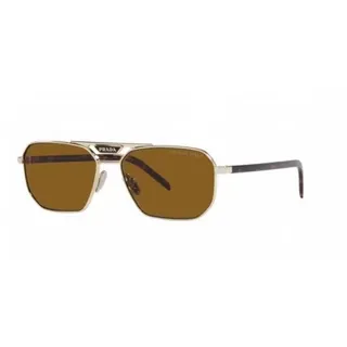 Prada Óculos de Sol Preto Dourado com Silhueta de Escudo Retangular e Metal Frontal 3