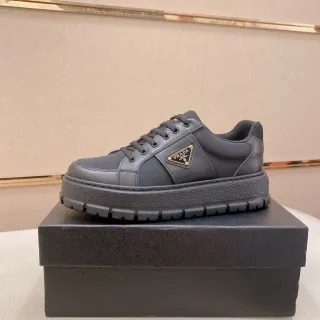 Prada Black Low-Top Platform Sole Lifestyle Sneakers