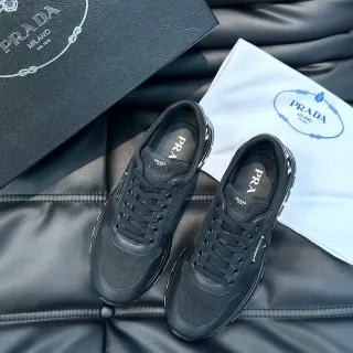Prada Black Mesh and Synthetic Lifestyle Sneakers